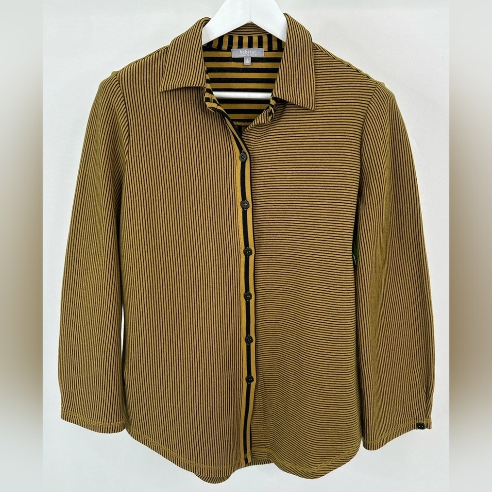 Habitat Clothing, Boyfriend Shirt In Double Face Stripes, Size L (Bust 40)